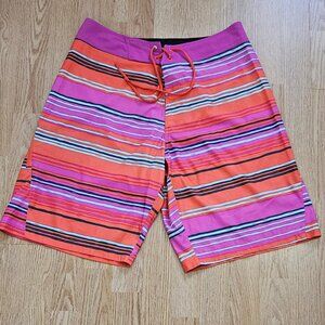 Men's Under Armour Loose Fit Board Shorts -  Orange/Pink - 34 - Like New
